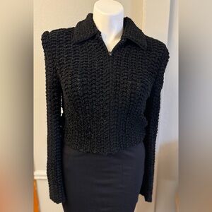 St. John Collection Black Textured Cardigan